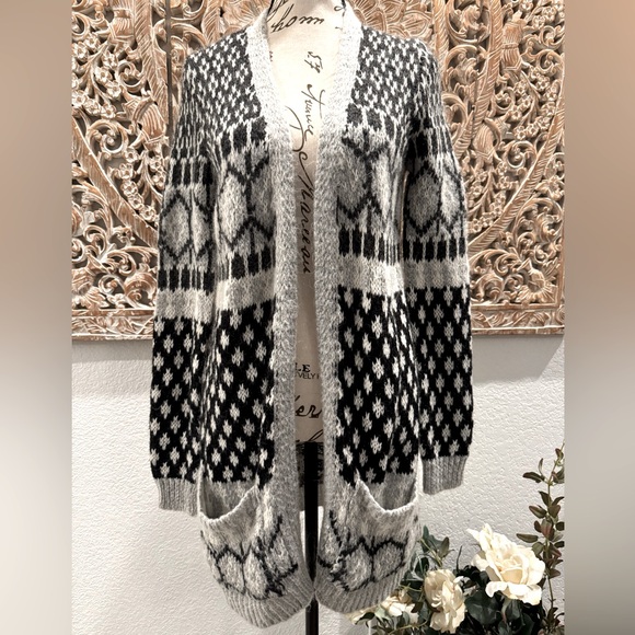 Lara Knit Black & Gray Mohair Wool Sweater Cardigan, Made in Italy 🇮🇹 - size M - Picture 12 of 12